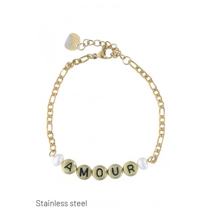 STL.ST BRACELET, THICK LINK, "AMOUR" & PEARLS