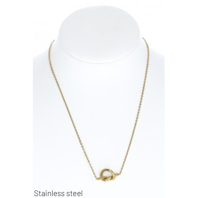 STAINL.STEEL NECKLACE WITH KNOT PENDANT