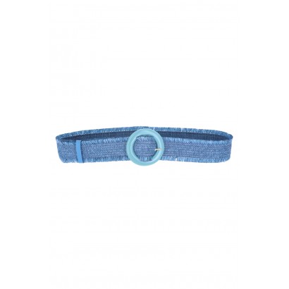 STRAW ELASTIC BELD SOLID COLOR, ROUND BUCKLE