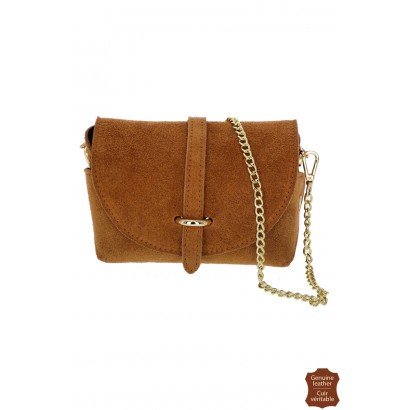 LOULA, SUEDE SADDLE BAG, CHAIN SHOULDER STRAP