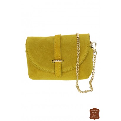 LOULA, SUEDE SADDLE BAG, CHAIN SHOULDER STRAP