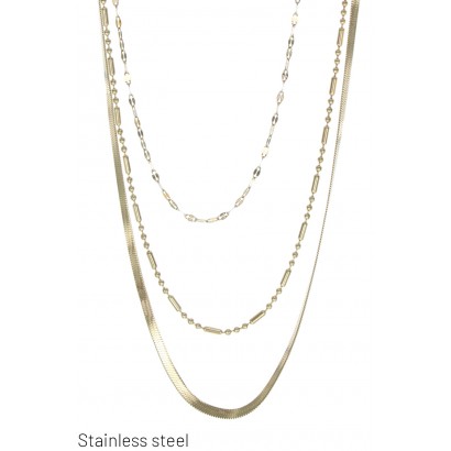 3 ROWS STAINL.STEEL NECKLACE