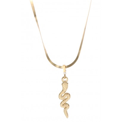 STAINL.STEEL ARTICULAR NECKLACE WITH SNAKE PENDANT