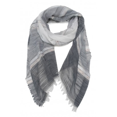 WOVEN STRIPED SCARF WITH FRINGES