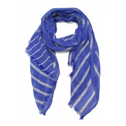 WOVEN STRIPED SCARF WITH LUREX AND FRINGES