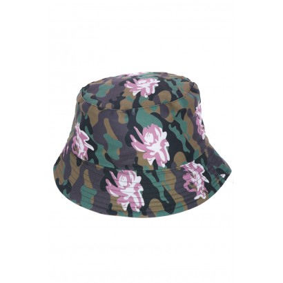 BUCKET HAT WITH CAMOUFLAGE & FLOWER PATTERN
