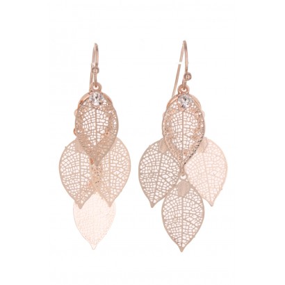 EARRINGS LEAF SHAPED FILIGREE WITH STRASS