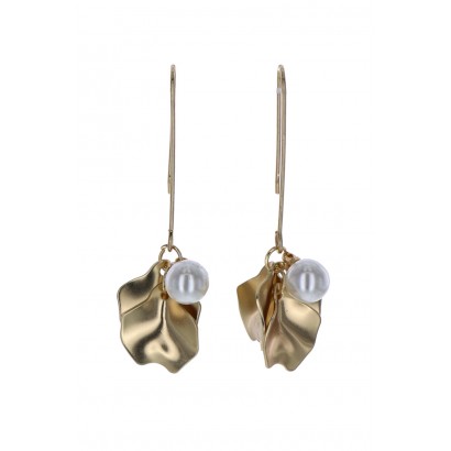 EARRINGS LEAVES SHAPED PENDANT AND PEARL