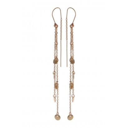 EARRINGS CHAIN FRINGES AND METAL ROUND