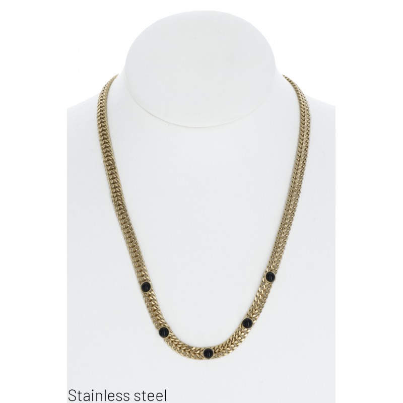 STAINL.STEEL ARTICULAR NECKLACE WITH BEADS