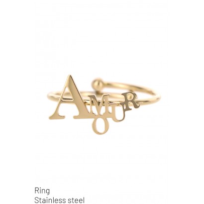 RING STAINLESS STEEL WITH MESSAGE: "AMOUR"