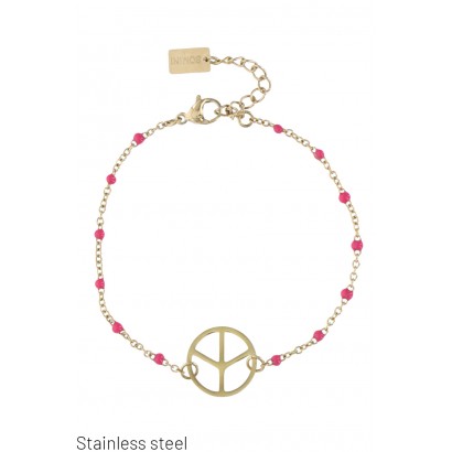 STAINLESS STEEL BRACELET WITH PEACE & LOVE PENDANT