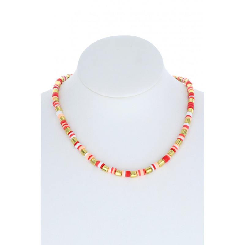 SHORT NECKLACE WITH METAL & RUBBER BEADS