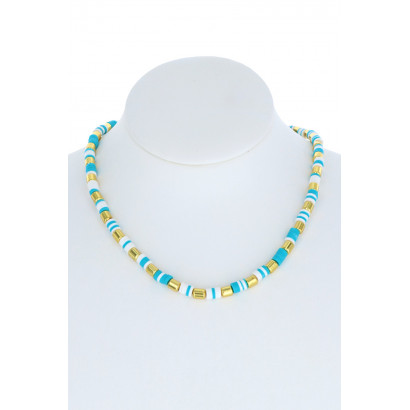 SHORT NECKLACE WITH METAL & RUBBER BEADS