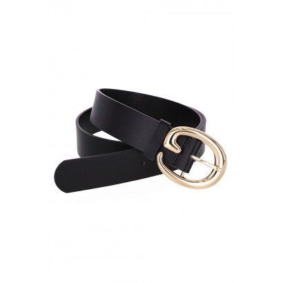 BELT WITH METAL ROUND BUCKLE