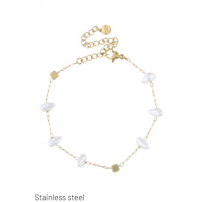 STAINLESS STEEL BRACELET WITH PEARLS