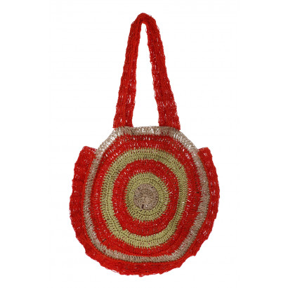 CROCHETED PAPER STRAW BAG, ROUND SHAPE