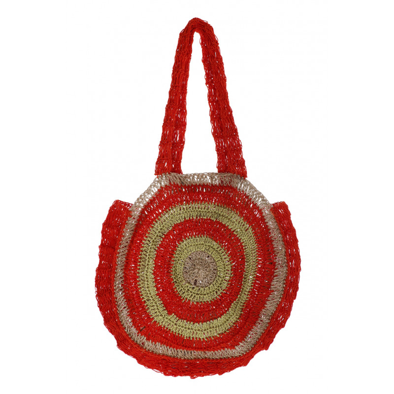 CROCHETED PAPER STRAW BAG, ROUND SHAPE
