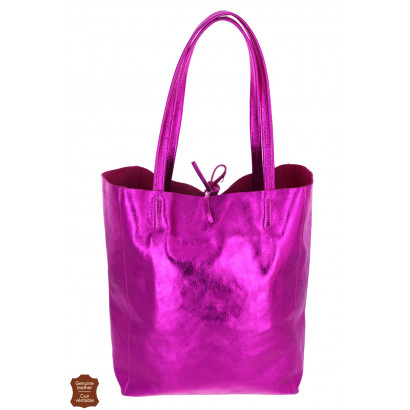 SHINY LEATHER SHOPPING BAG WITH KNOT