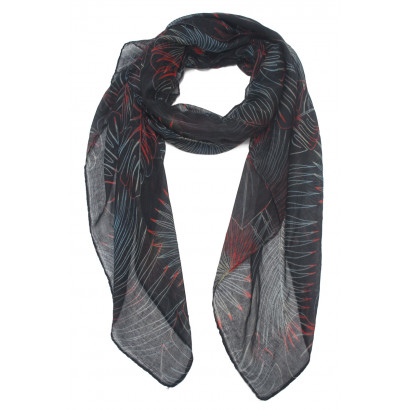SCARF WITH D FLOWERS MULTICOLORED PATTERN