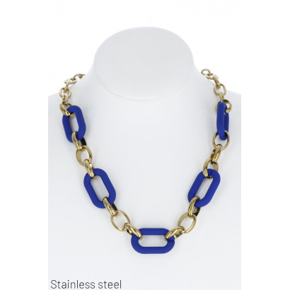 ST.STEEL THICK LINK NECKLACE & RESINE RINGS