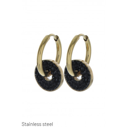 EAR. STAINL.STL ROUND SHAPE,ROUND PEN.AND CRYSTAL