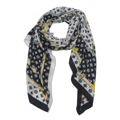 SCARF WITH GEOMETRIC PATTERN AND BELTS