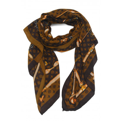 SCARF WITH GEOMETRIC PATTERN AND BELTS