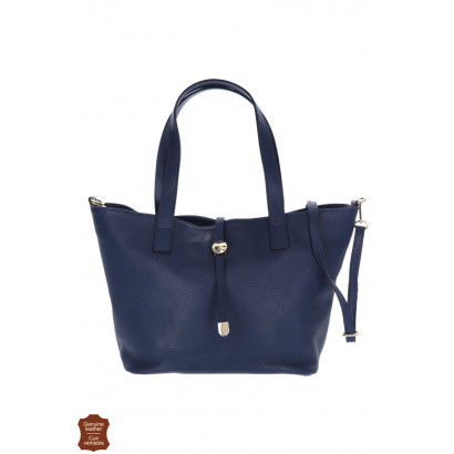 JULIA, LEATHER SHOPPING BAG WITH KNOT & ZIP