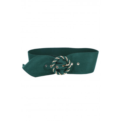 SOFT BELT WITH ROUND BUCKLE SURROUNDED BY FABRIC