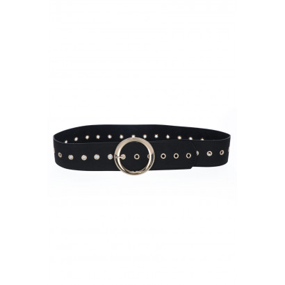 BELT WITH EYELETS AND ROUND METAL BUCKLE