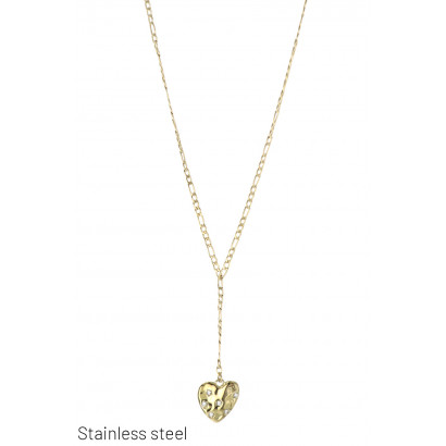 ST. STEEL NECKLACE WITH METAL HEART PENDANT
