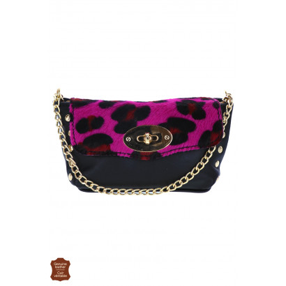 FANNY, LEATHER BAG, FLAP WITH ANIMAL PRINTING