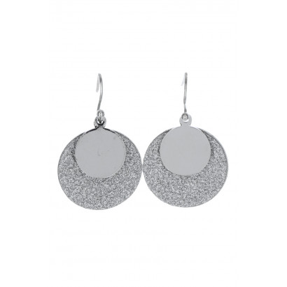 EARRINGS 2 METAL ROUND PENDANT AND GLITTERS