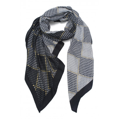 SCARF PLEATED, GEOMETRIC PATTERN AND GOLD LUREX