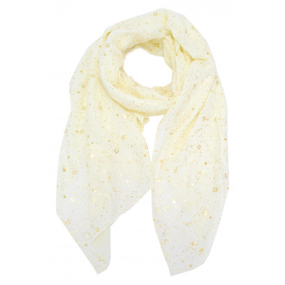 SCARF PRINTED STARS AND GOLD LUREX
