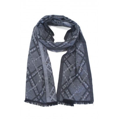WOVEN WINTER SCARF WITH GEOMETRIC SHAPE, FRINGES