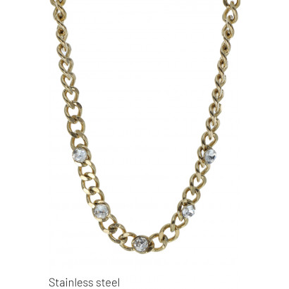 ST.STEEL THICK LINK NECKLACE AND STONES