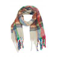 WOVEN WINTER SCARF CHECKERED WITH FRINGES