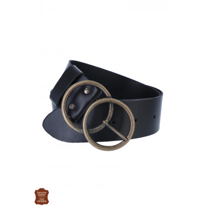 LEATHER BELT WITH A DOUBLE CIRCLE LOOP