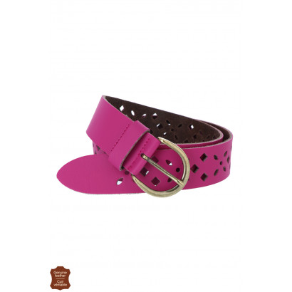 LEATHER BELT OPENWORK WITH PUNCHY COLOR