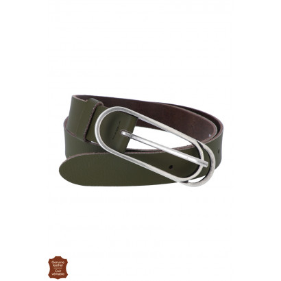 LEATHER BELT WITH OVAL BUCKLE