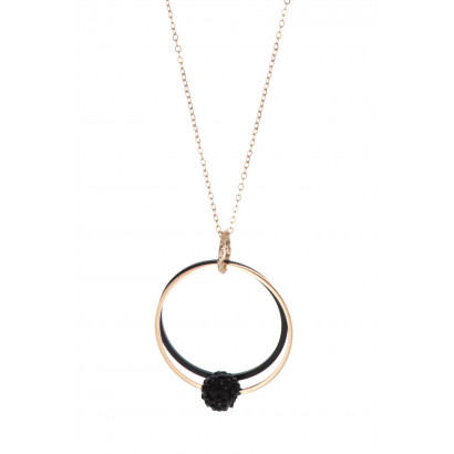 NECKLACE WITH RINGS AND BALL PENDANT WITH STRASS