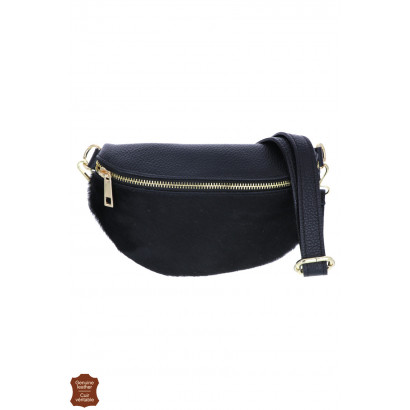 VACIA, WAIST LEATHER BAG, SOLID COLOR, COW PATTERN