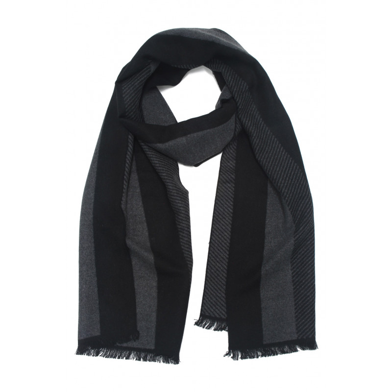 MAN WINTER SCARF WITH LINES AND FRINGES