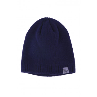 KNITTED HAT SOLID COLOR WITH N.Y LABEL