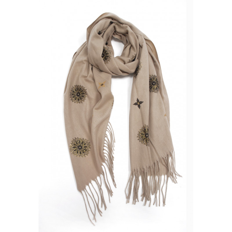 SCARF WITH GEOMETRIC PATTERN WITH GOLD PRINT