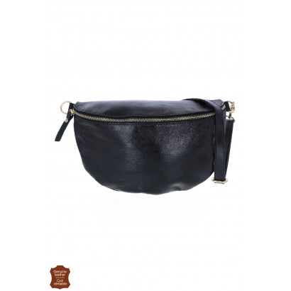 KATY, WAIST SHINY LEATHER BAG IN SOLID COLOR