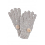 KNITTED GLOVE WITH RHINESTONES AND FUR