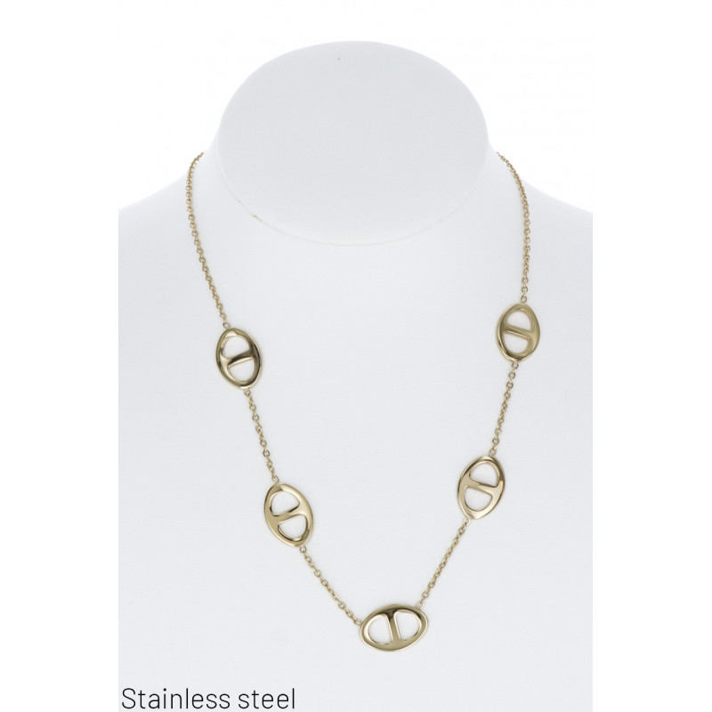 STAINL.STEEL NECKLACE WITH GEOMETRIC SHAPE